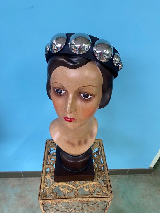 Silver Dome Stud Headband Statement Minimalist Modern main image 4